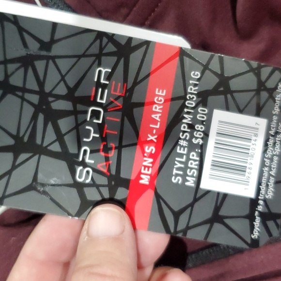 Spyder active NWT base layer burgandy long sleeve 1/4 zip - Picture 5 of 7